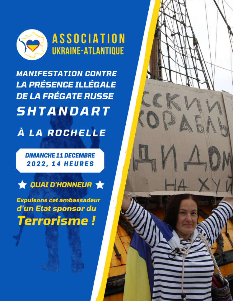 Manifestation contre la présence illégale du Shtandart à La Rochelle
